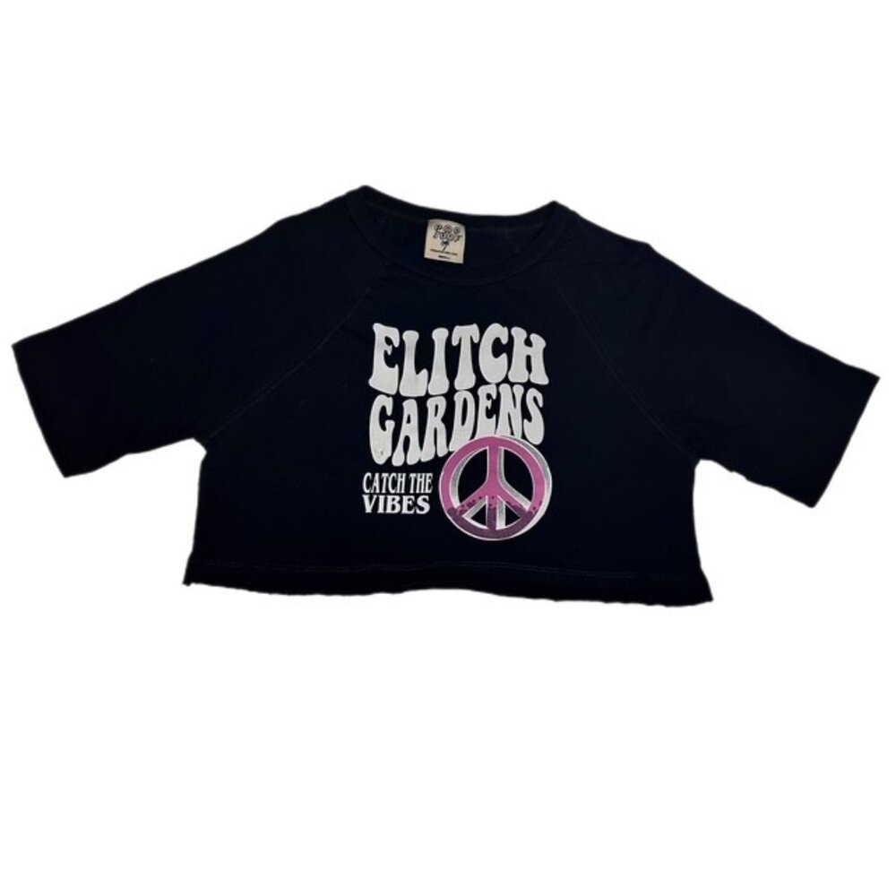 Pop Surf Elitch Gardens Cropped T-Shirt Dark Gray Size S New with tags